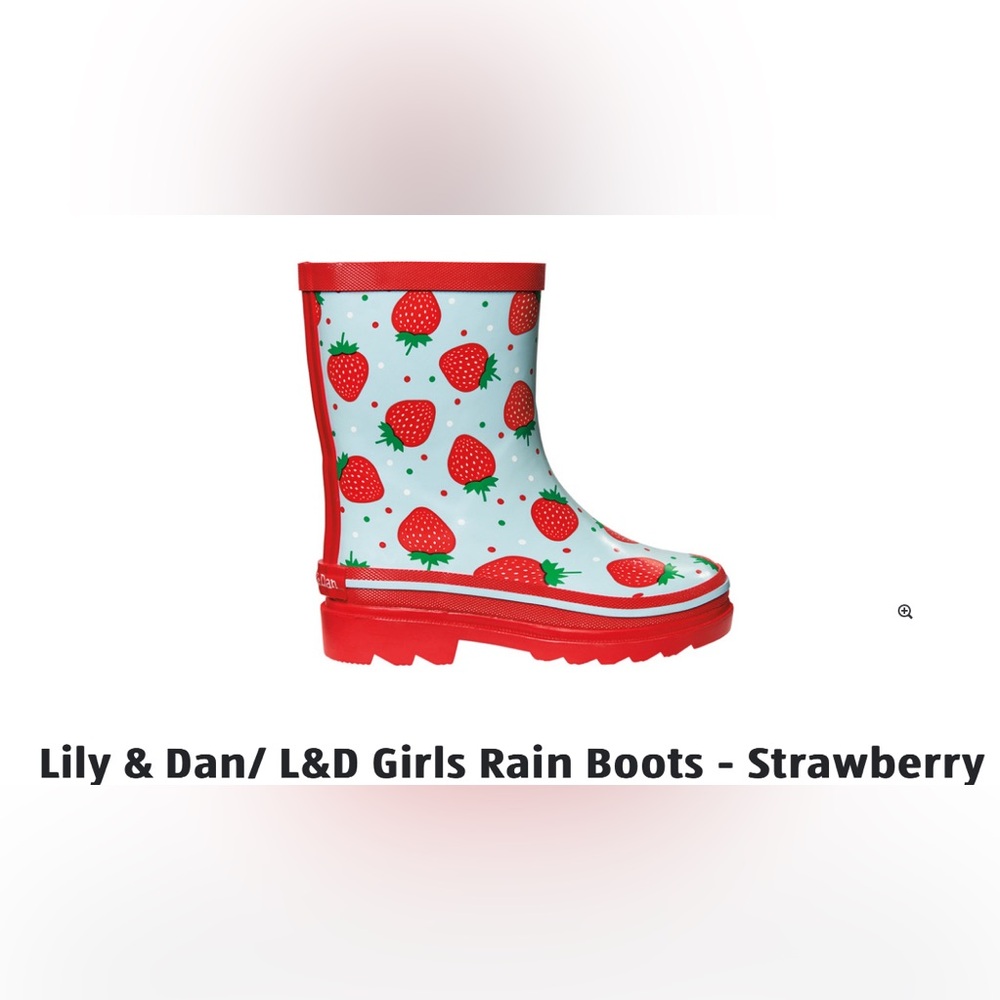 Size 7/8 Lily&Dan Girl’s Rain Boots - Strawberry - Picture 7 of 7